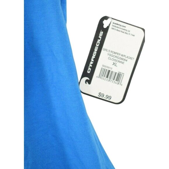 ORageous Girls XL Solid Blue One Piece Romper New with tags - Picture 4 of 4